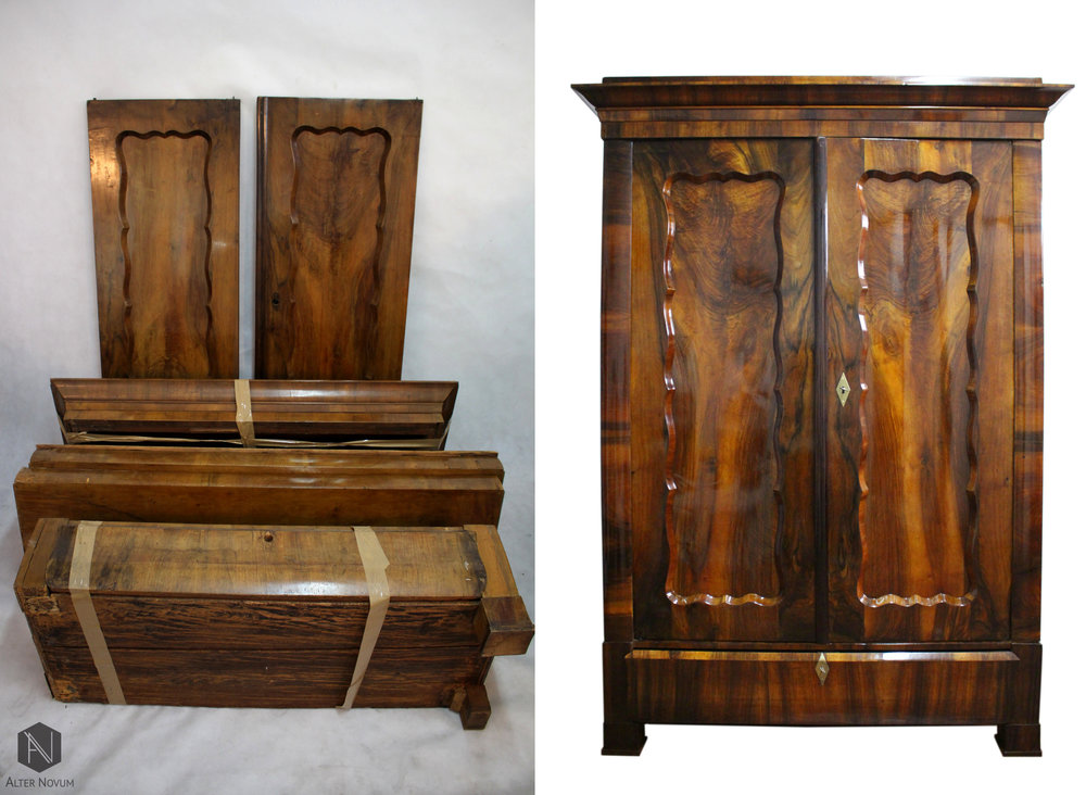 1. Szafa biedermeier po renowacji w pracowni Alter Novum 1. Szafa biedermeier po renowacji w pracowni Alter Novum